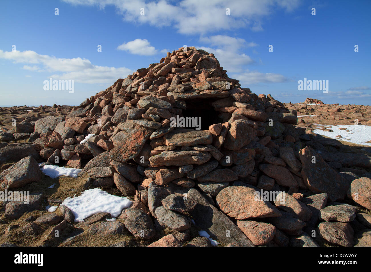 A rare example of a roofed Bronze Age burial chamber, at the summit of