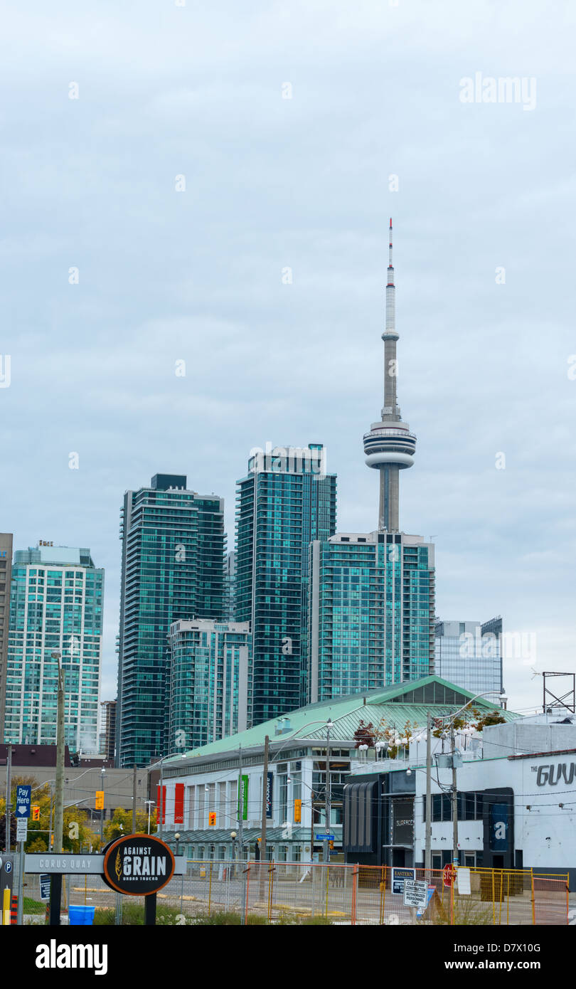 The skyline of downtown Toronto with the tower at the background Stock ...