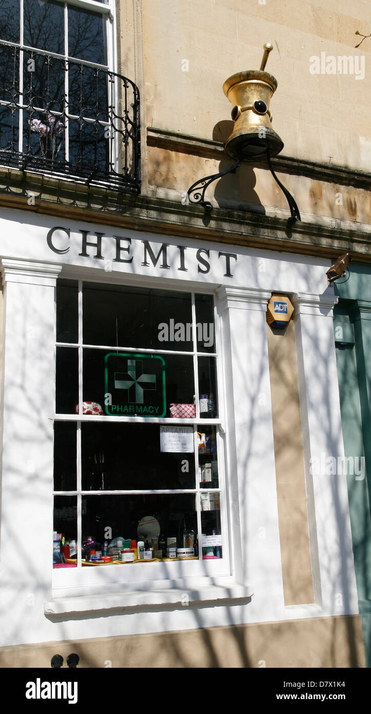 Pestle and Mortar Chemist shop Montpelier Street Cheltenham Gloucestershire England UK Stock Photo