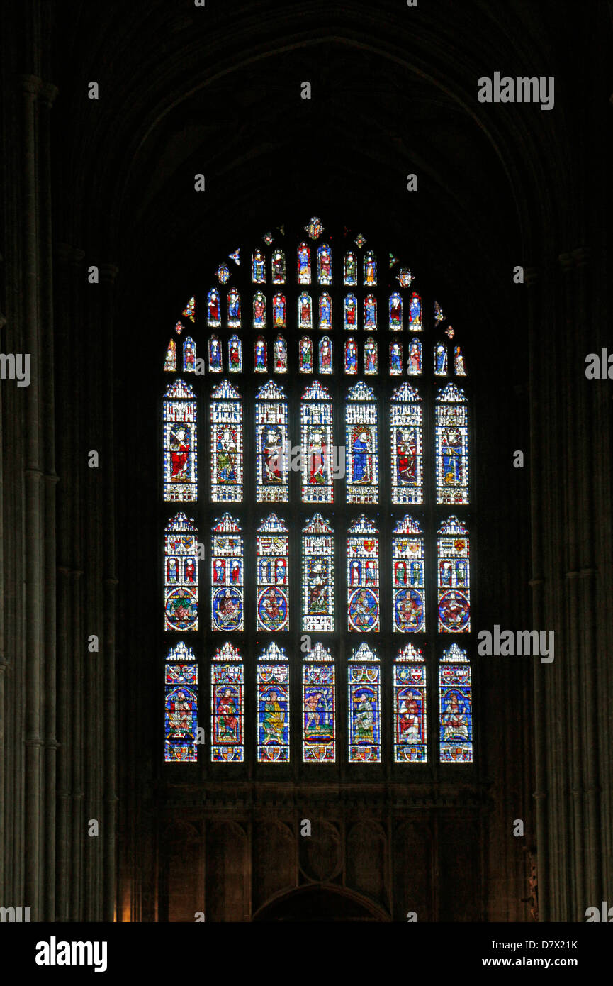 Stained glass window, Canterbury Cathedral, Kent, one of the oldest and most famous Christian