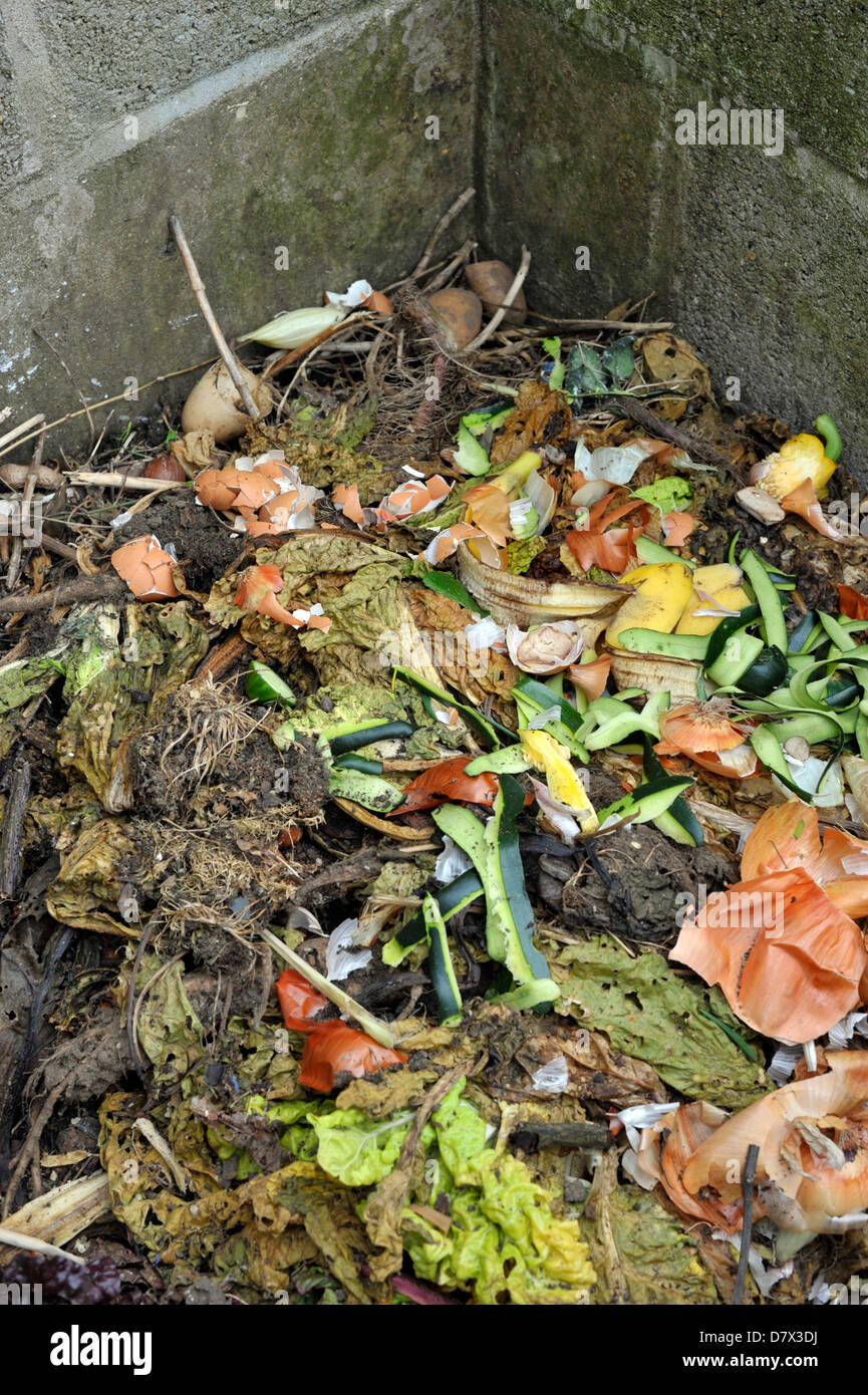 Kitchen and garden waste on a compost heap Stock Photo - Alamy