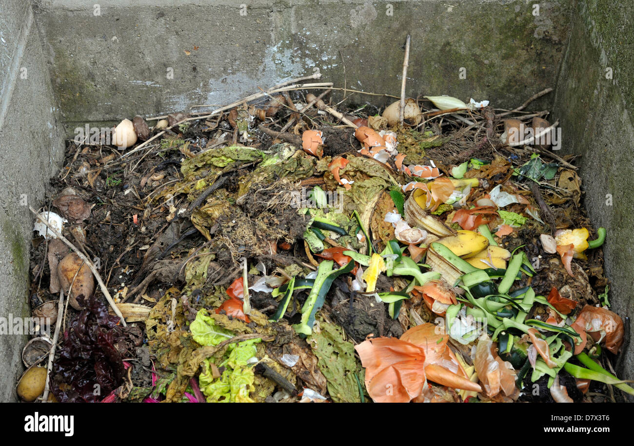 Kitchen and garden waste on a compost heap Stock Photo - Alamy