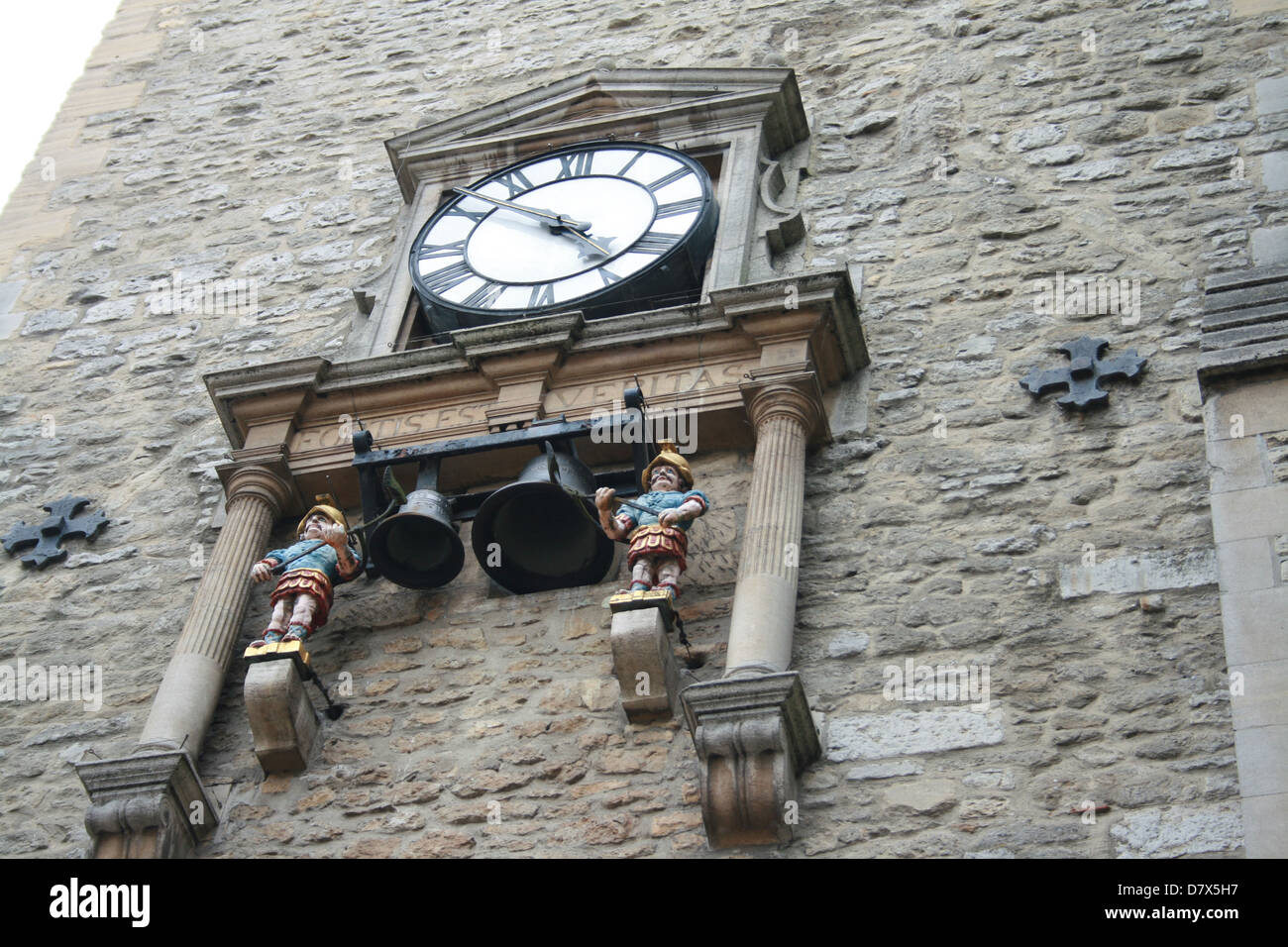 carfax tower clock with quarter boys in Oxford, England Stock Photo