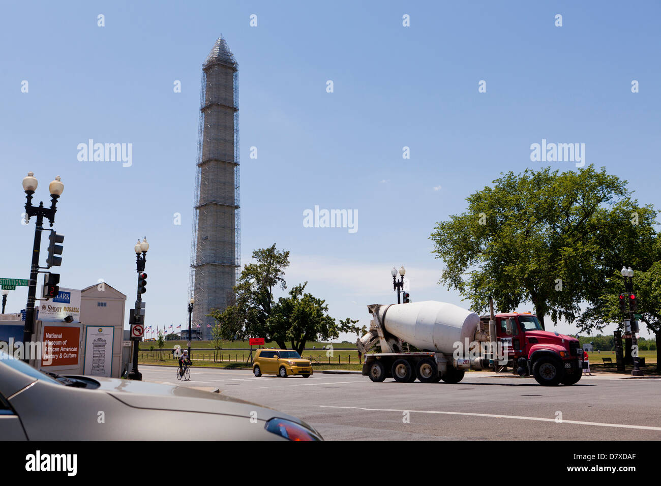 Washington Monument restoration in progress Stock Photo