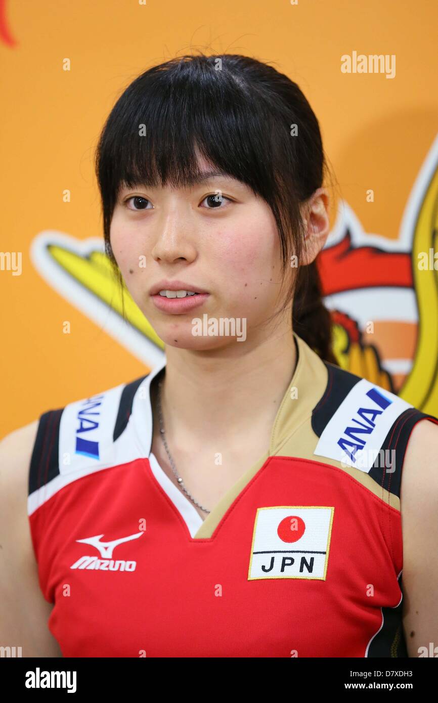 Risa Shinnabe (JPN), MAY 13, 2013 - Volleyball : a press conference about Japan  Women's Volleyball Team at Ajinomoto National training center, Tokyo, Japan. (Photo by AFLO SPORT) Stock Photo