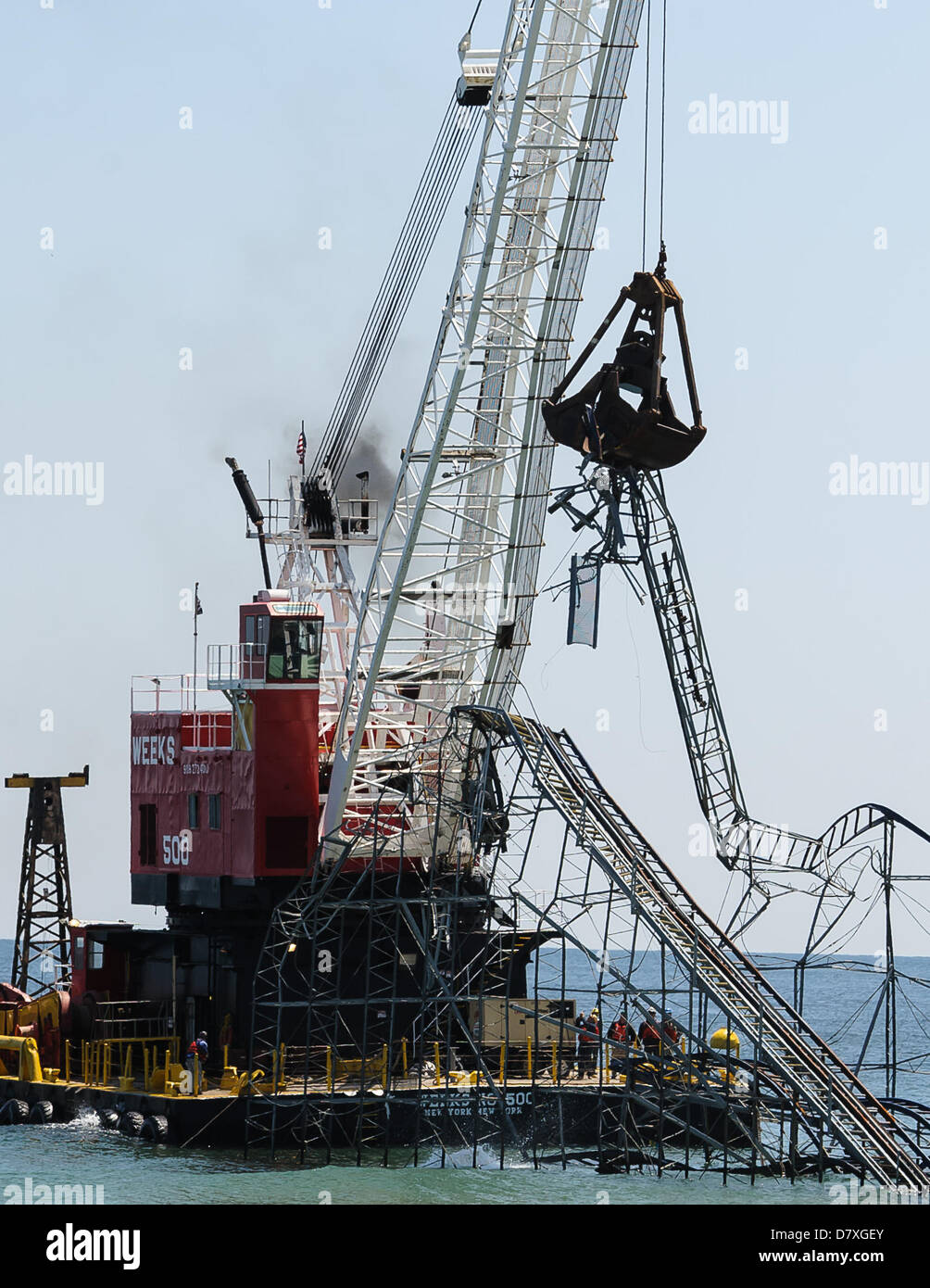 Seaside Heights, NJ, USA, 14 May, 2013. The Jet Star roller coaster off