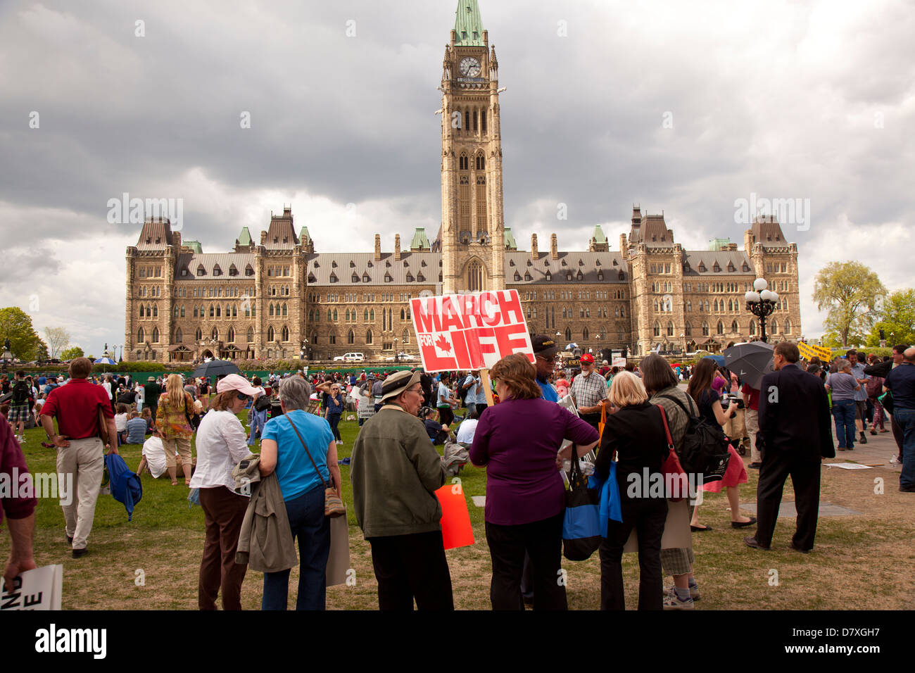 March for life demonstration at Parlaiment buildings in Ottawa, Canada Stock Photo