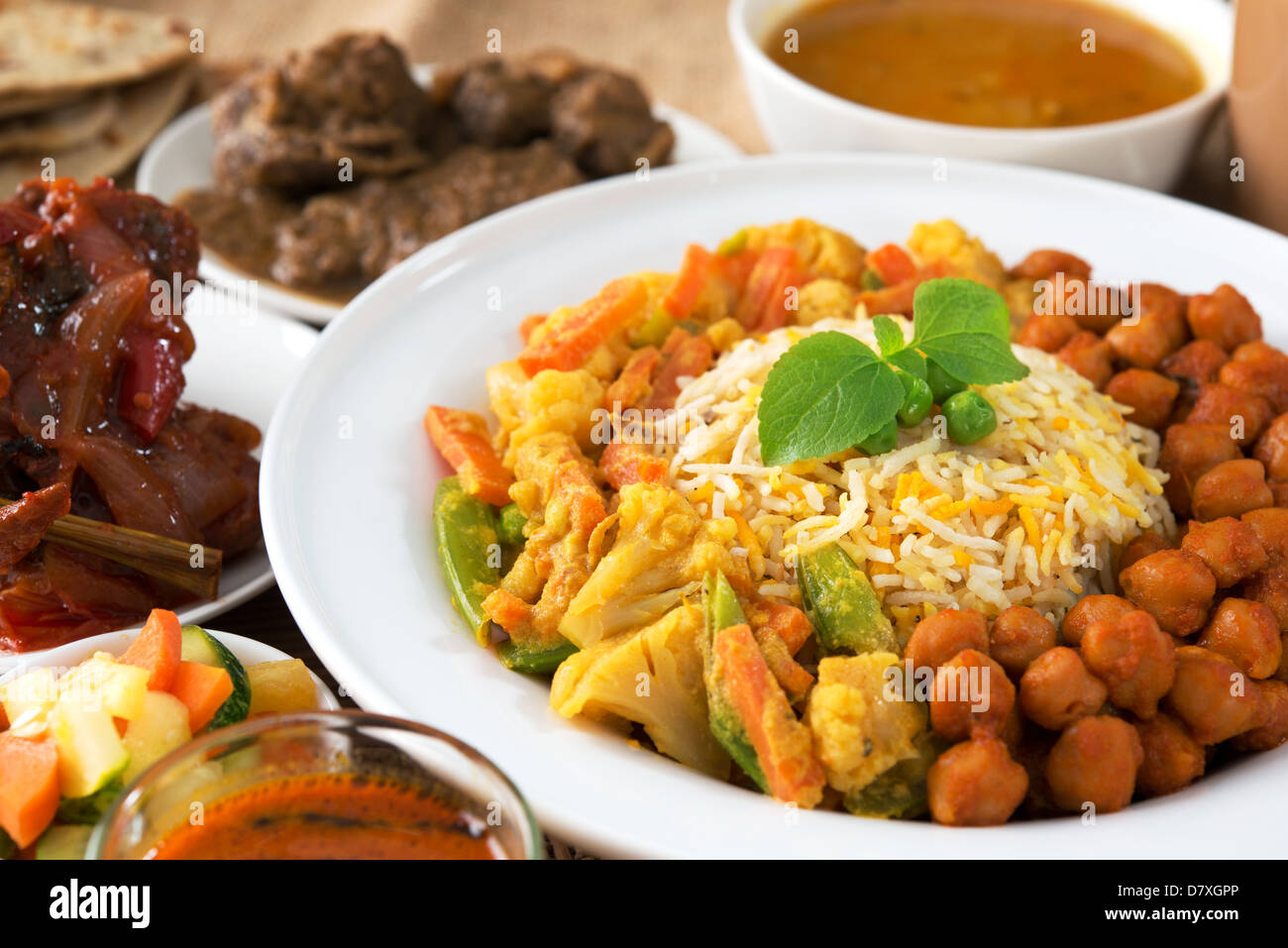 Indian food biryani rice and curry Stock Photo - Alamy