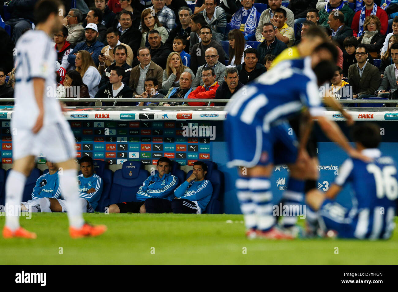 (L-R) Iker Casillas, Cristiano Ronaldo (Real), MAY 11, 2013 - Football / Soccer : Spanish 'Liga Espanola' match betweena RCD Espanyol 1-1 Real Madrid at Cornella-El Prat stadium in Cornella Llobregat, Spain. (Photo by D.Nakashima/AFLO) Stock Photo