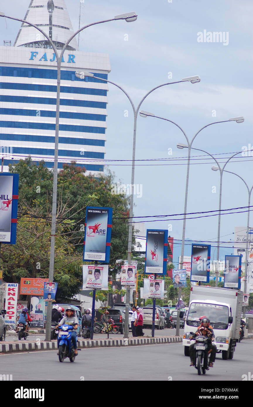 Fajar tower and main road in Makassar Stock Photo