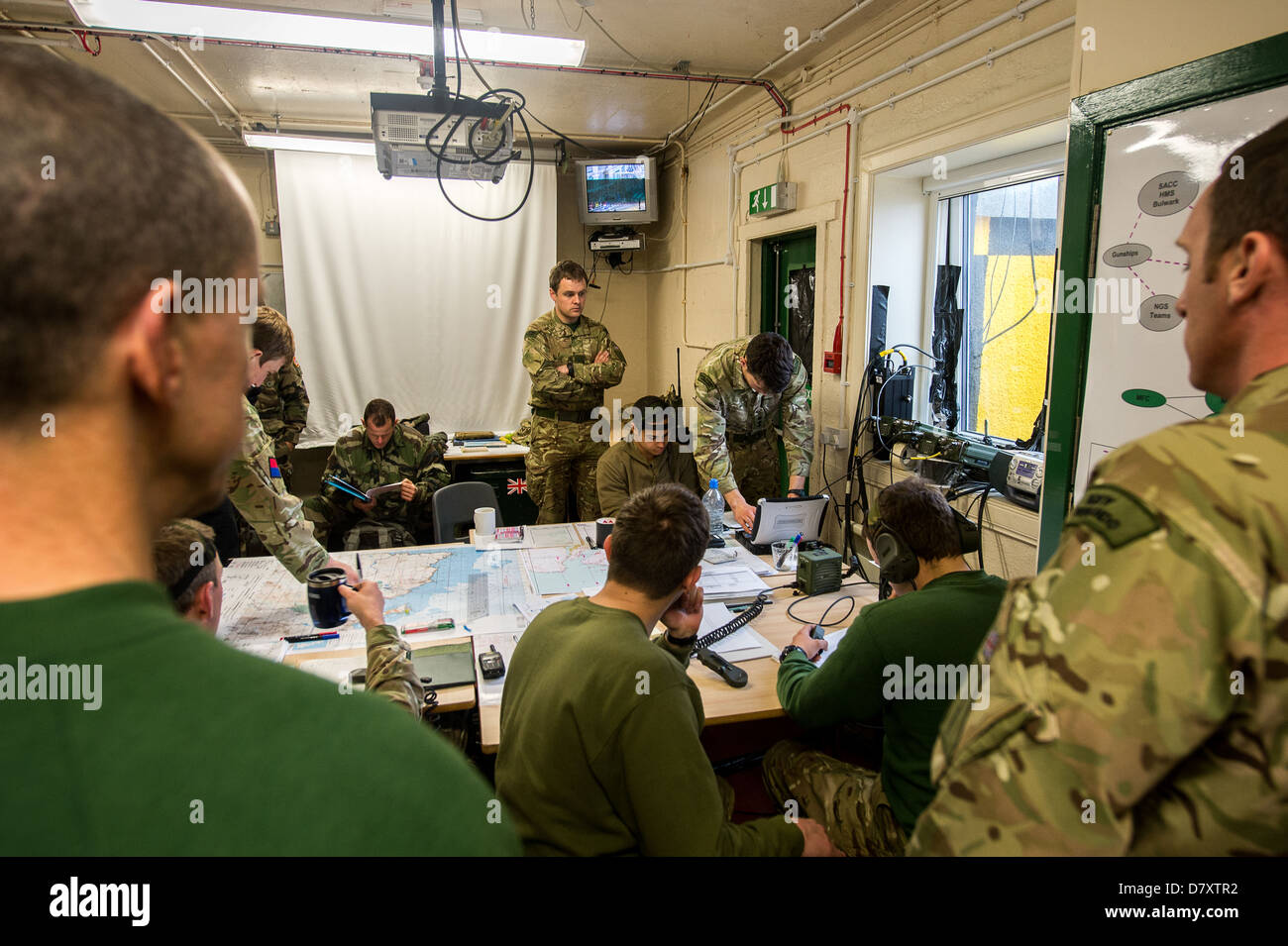Forward Operations Post (FOP) during Royal Marines Sea to Land Assault ...