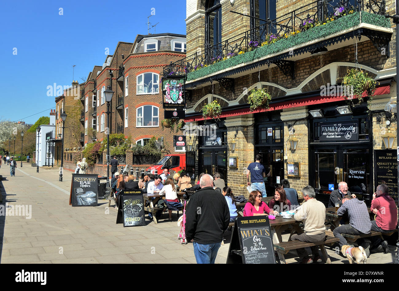 Riverside pubs at Hammersmith London Stock Photo Alamy