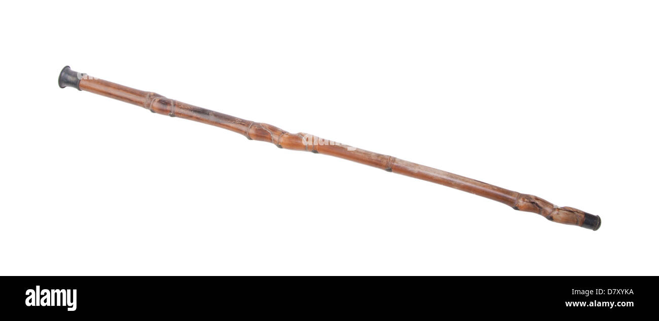 A bamboo walking stick for old person Stock Photo