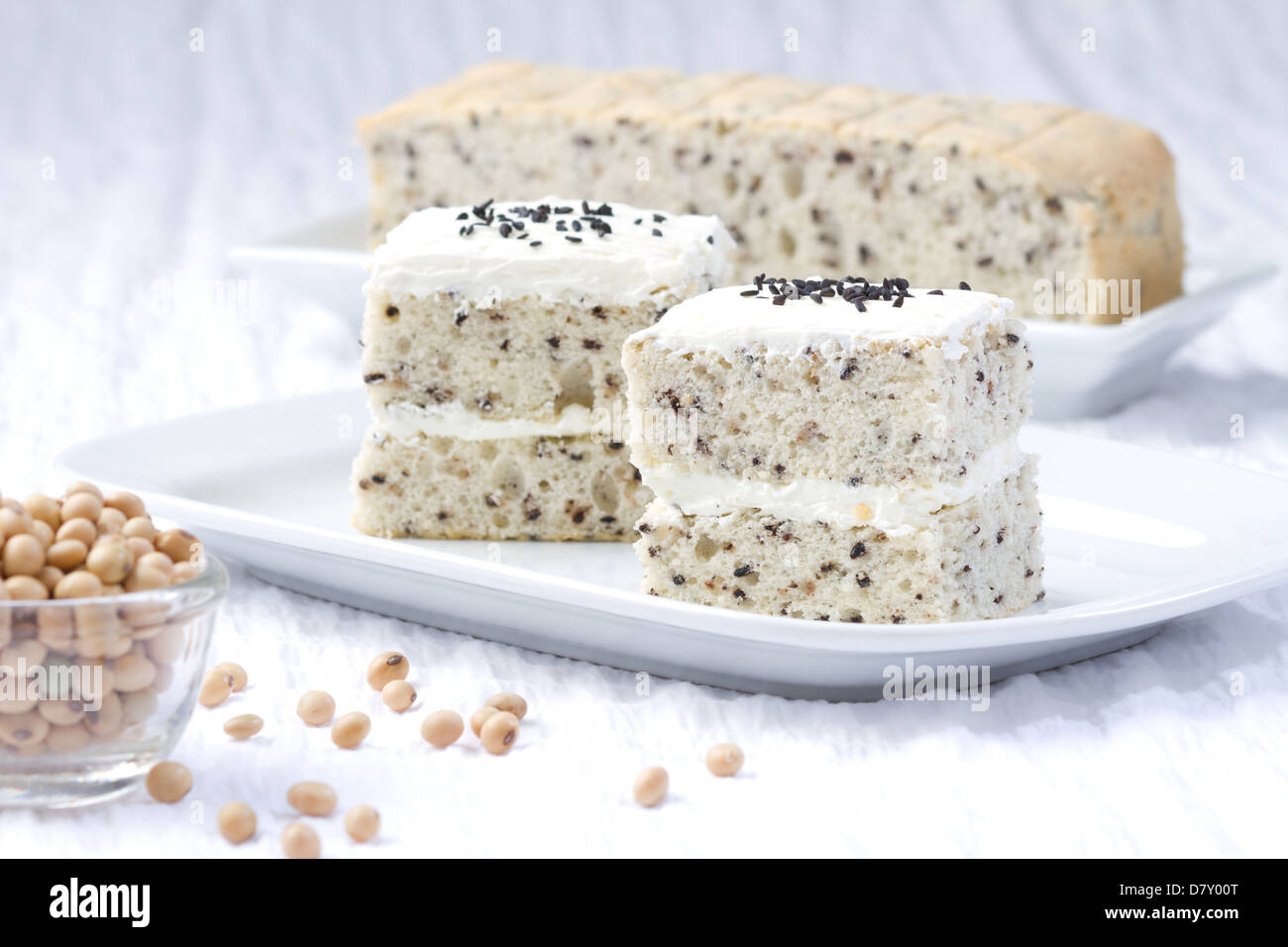 Low fat soy bean cake , healthy cake for tea time Stock Photo