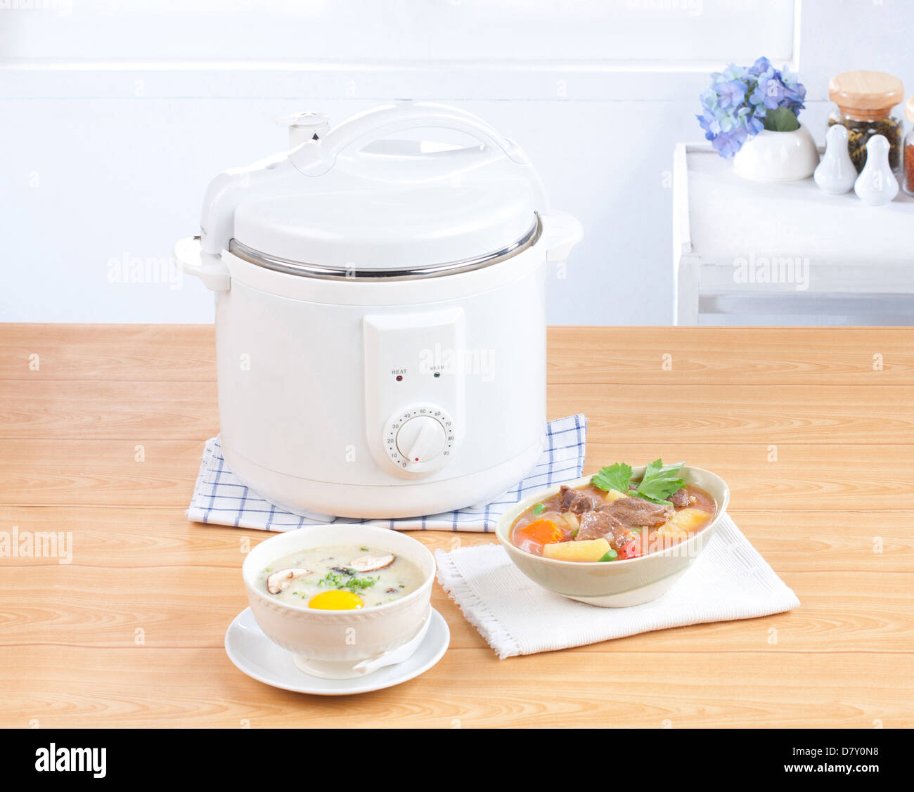 Rice cooking and electric casserole pot very importance kitchenware Stock Photo