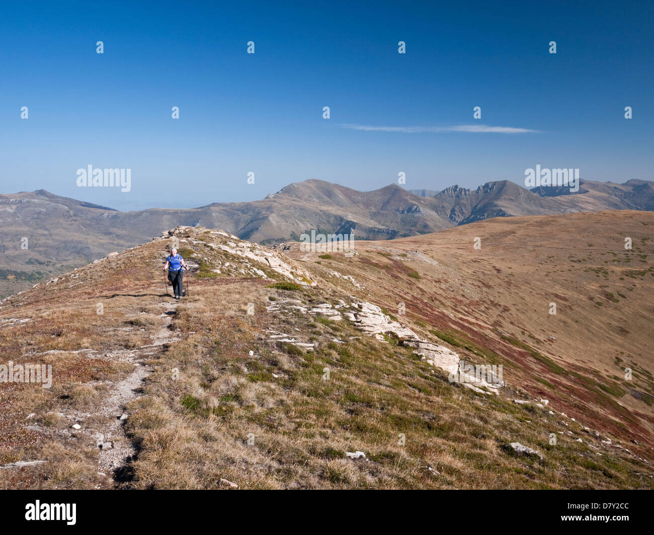 Hiking along the ridge from Ceripasina to Titov Vrv in Macedonia's Sar Planina mountains Stock Photo