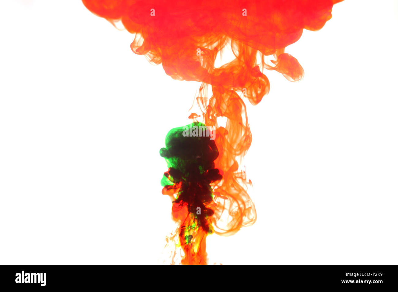 Red And Green Smoke Caused By Water Color Stock Photo Alamy