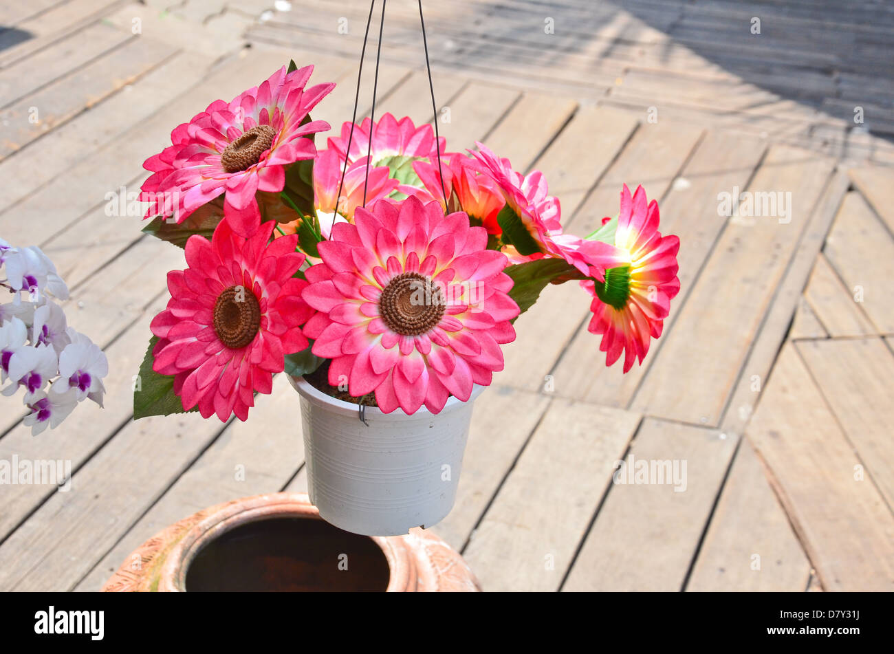 Artificial flowers pots Stock Photo Alamy