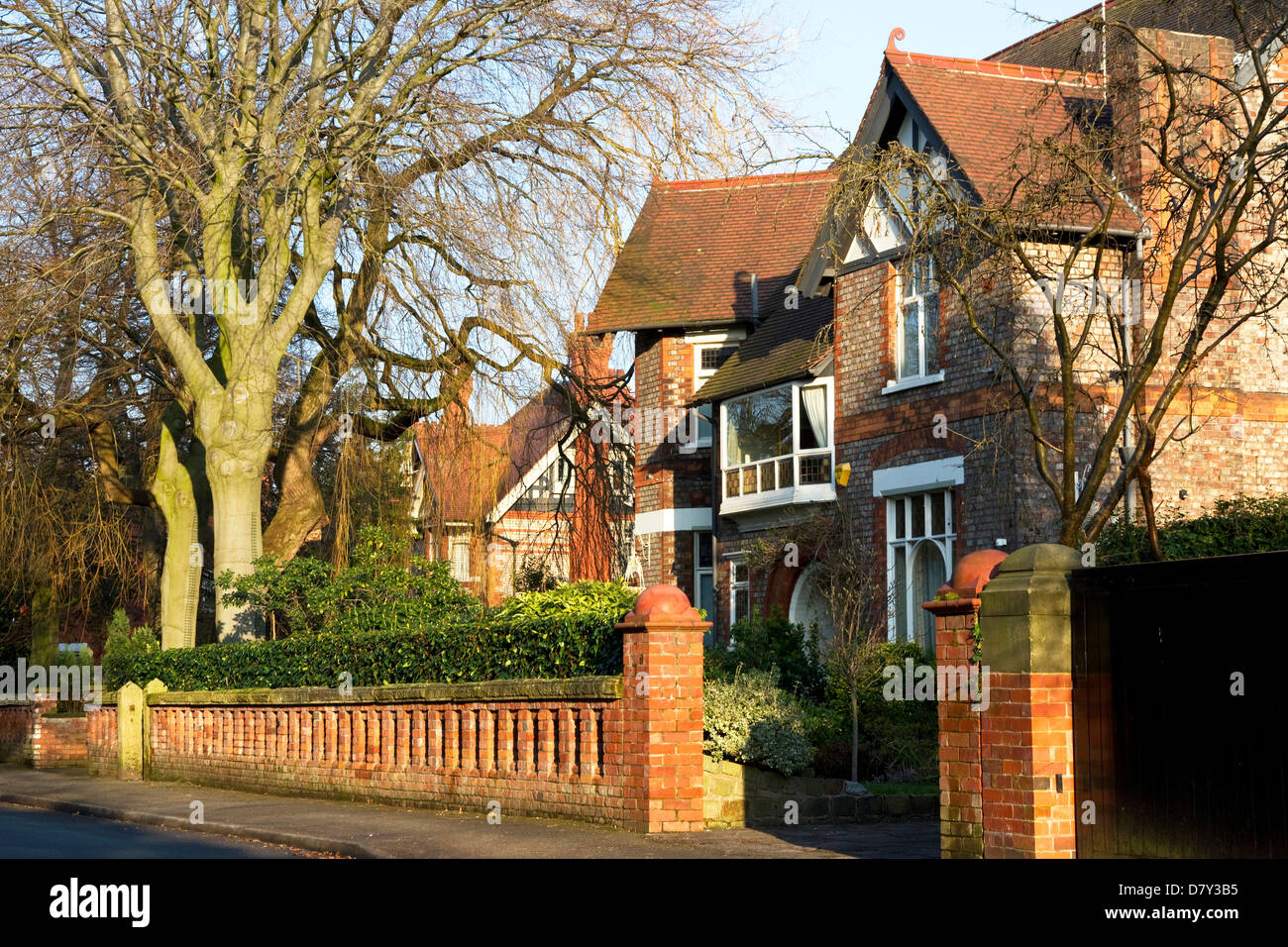 Substantial houses, Elm Road , Didsbury, Manchester, UK Stock Photo