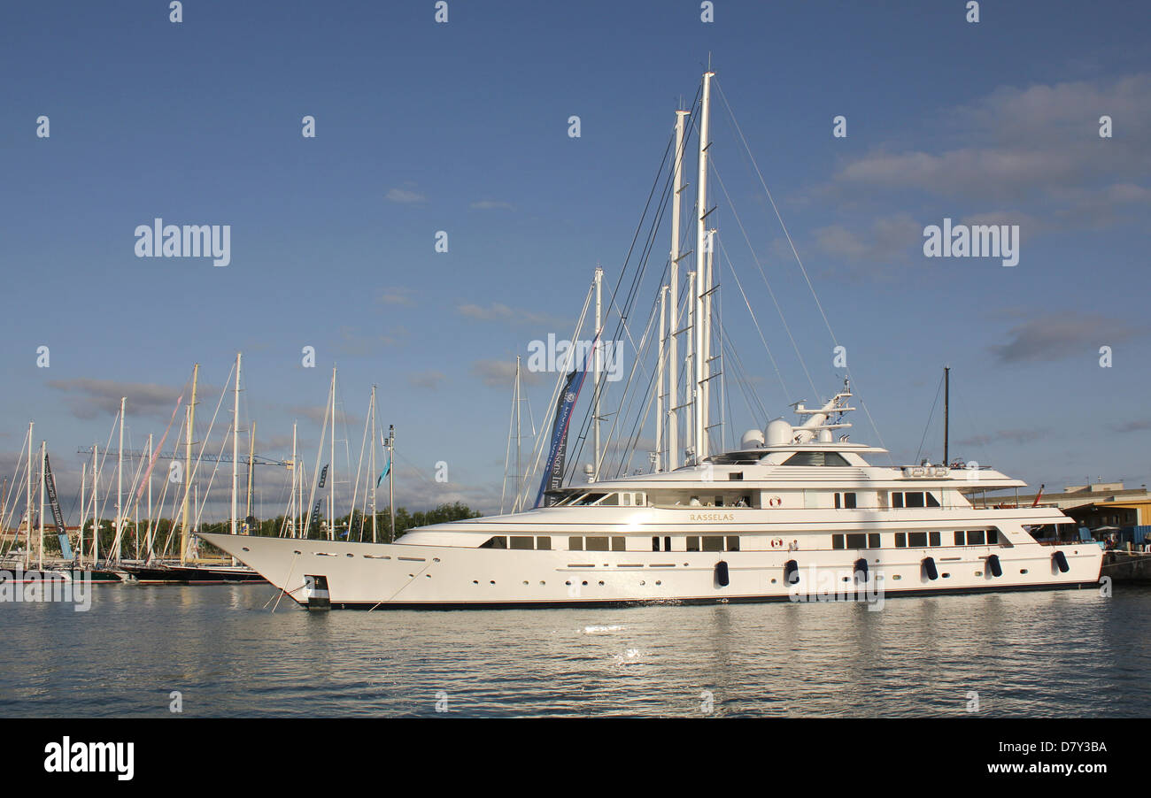 Palma International Boat Show 2013 - megayacht / superyacht 'RASSELAS' (62m, Feadship, built 2005) in superyacht brokers section Stock Photo