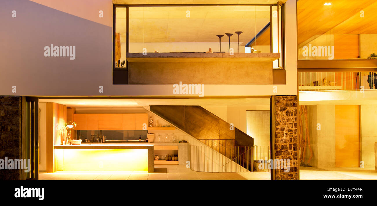 Open floor plan of modern house Stock Photo - Alamy