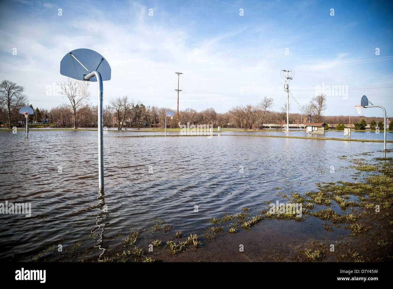 Rock River overflows and floods a park Stock Photo - Alamy