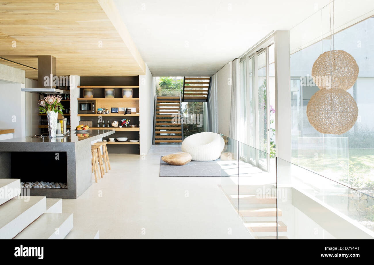 Open floor plan of modern house Stock Photo