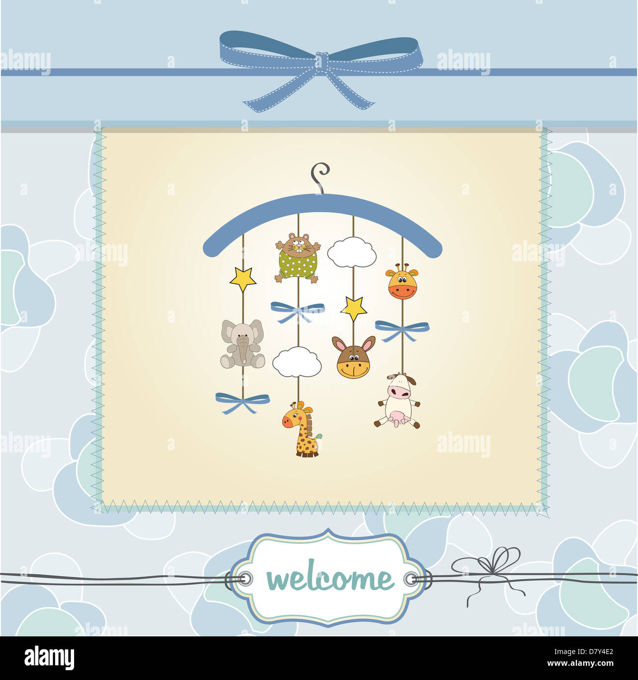 welcome baby announcement card, vector illustration Stock Photo - Alamy