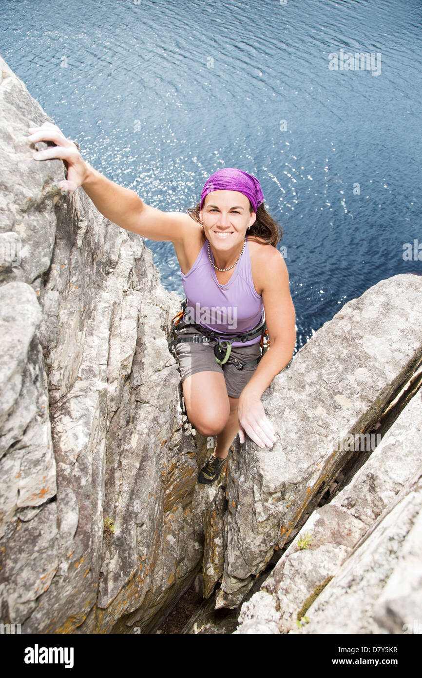 Climber hanging rock face hires stock photography and images Alamy