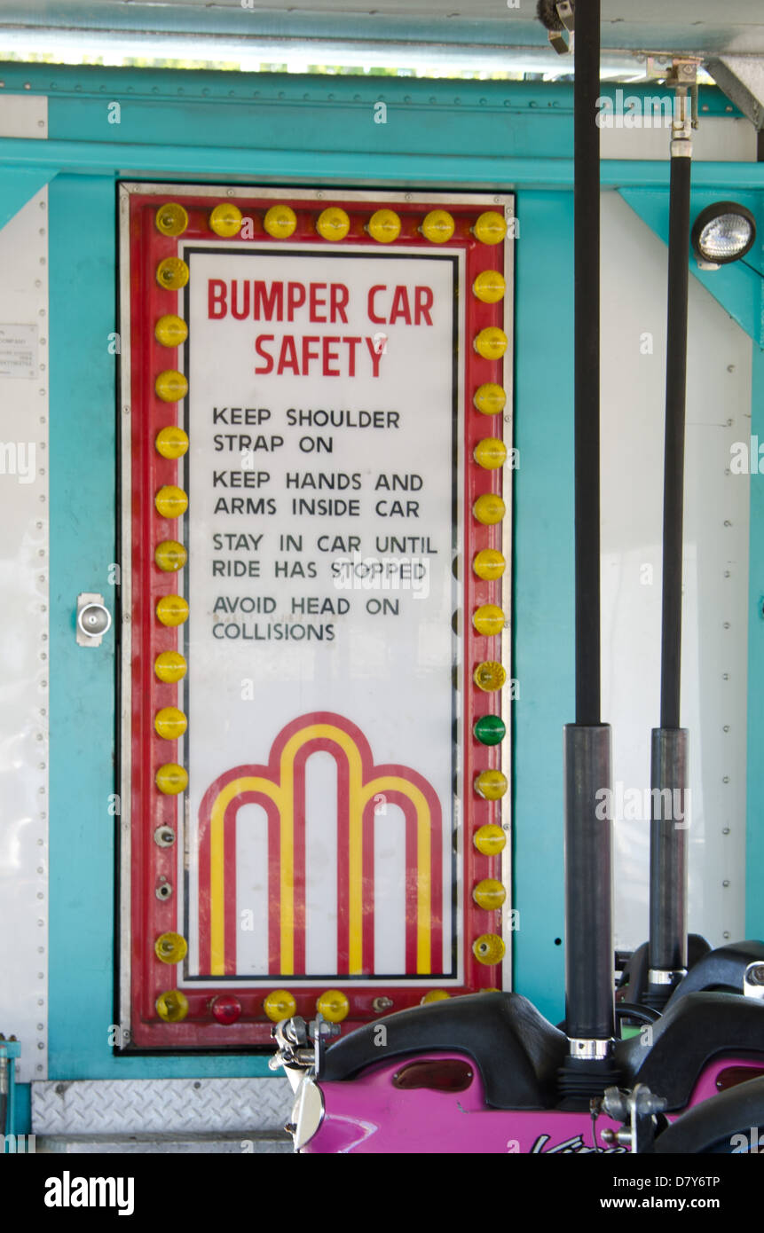 Bumper car safety rules sign Stock Photo Alamy