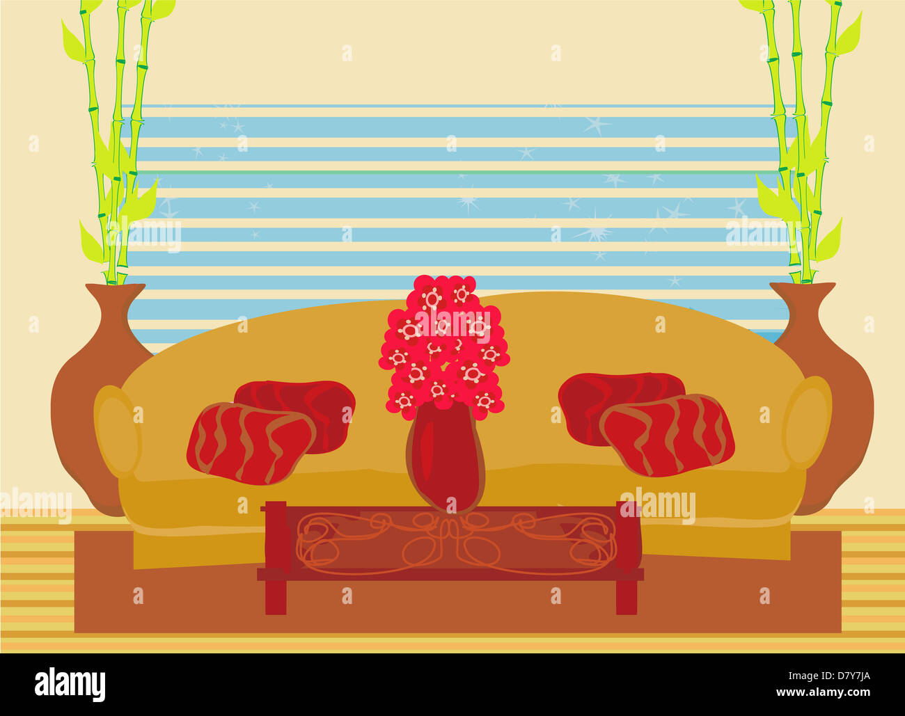Fashionable interior of living room - vector Stock Photo - Alamy