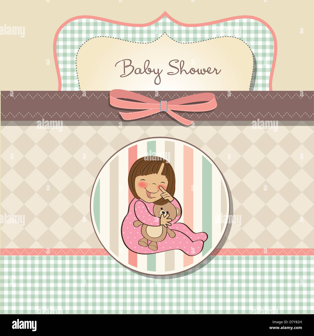 little baby girl with her teddy bear toy Stock Photo - Alamy