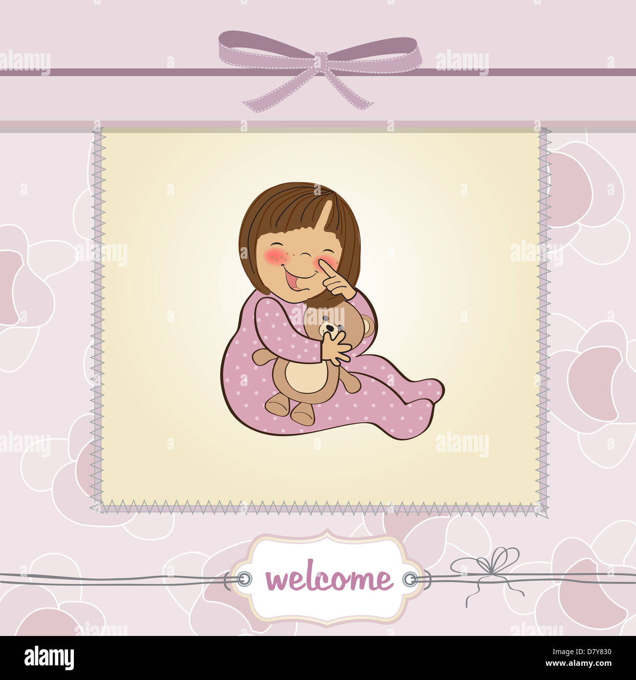 little baby girl with her teddy bear toy Stock Photo - Alamy
