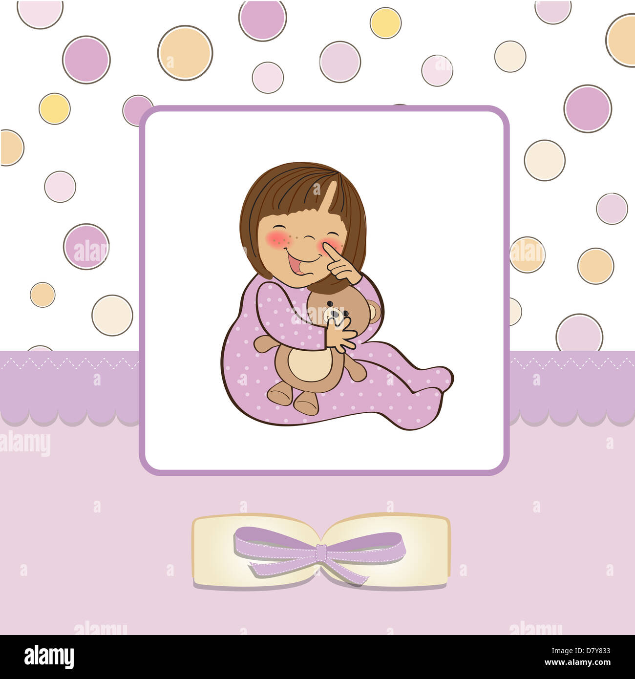 little baby girl with her teddy bear toy Stock Photo - Alamy