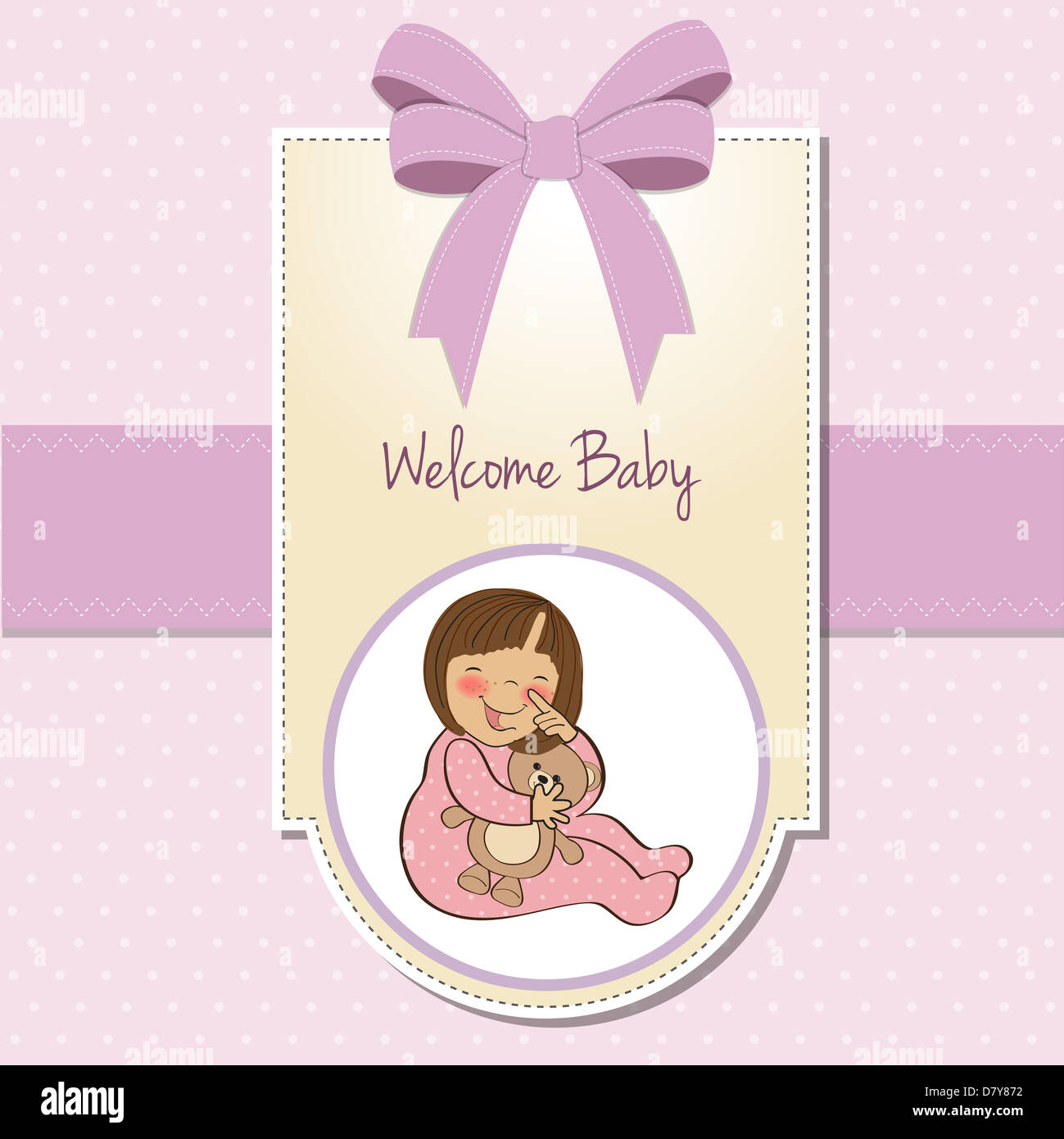 little baby girl with her teddy bear toy Stock Photo - Alamy