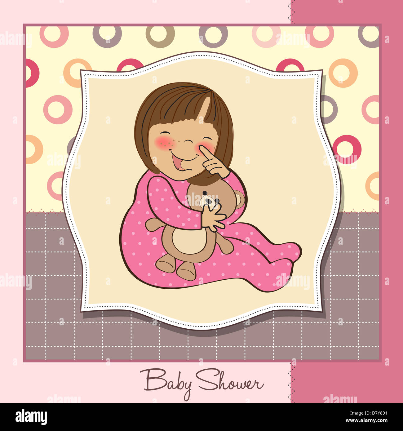 little baby girl with her teddy bear toy Stock Photo - Alamy