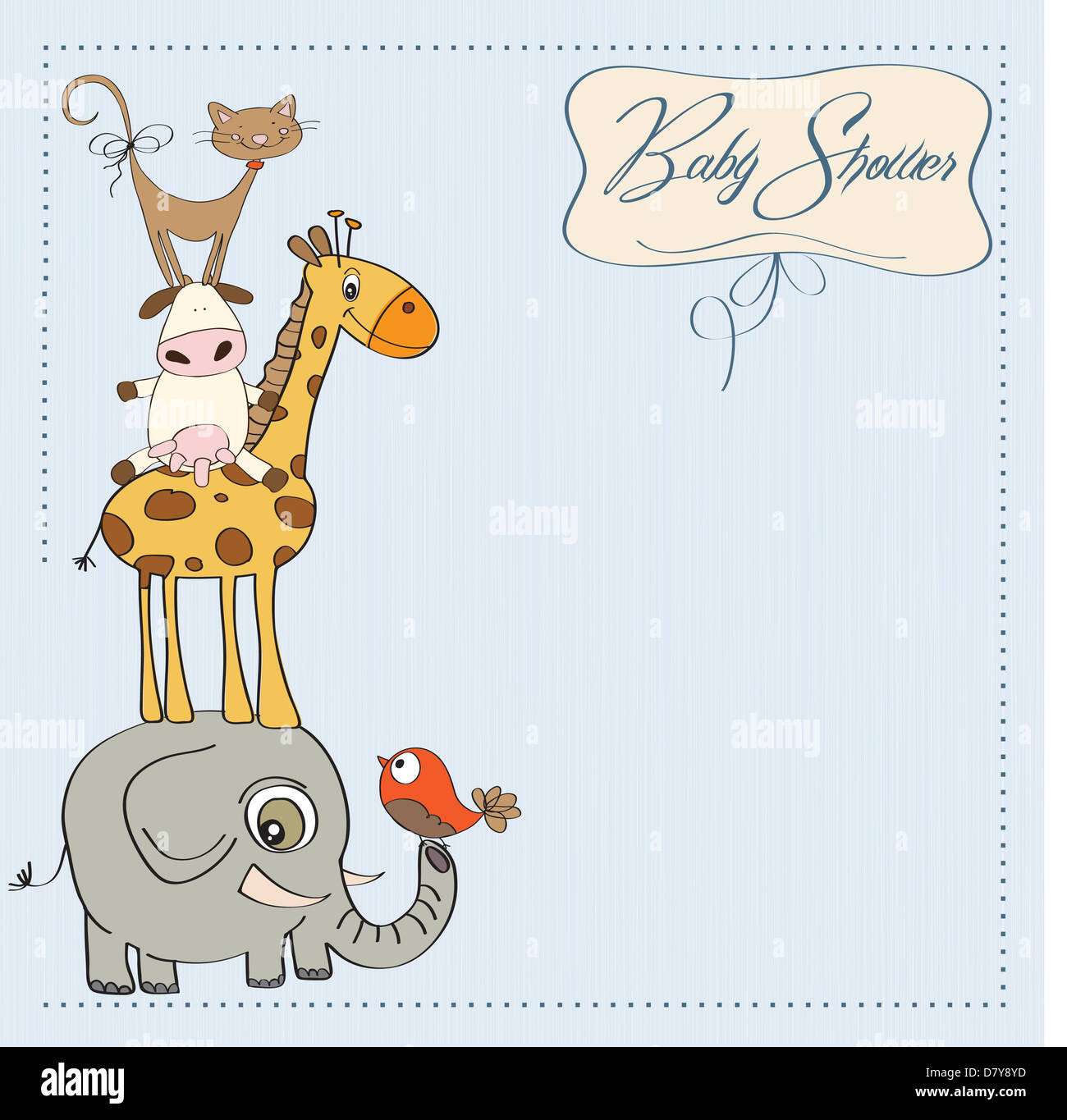 baby shower card with funny pyramid of animals Stock Photo Alamy