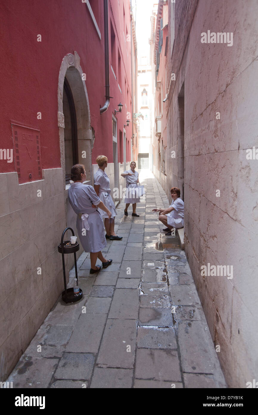 Cleaners in Venice, Italy Stock Photo Alamy