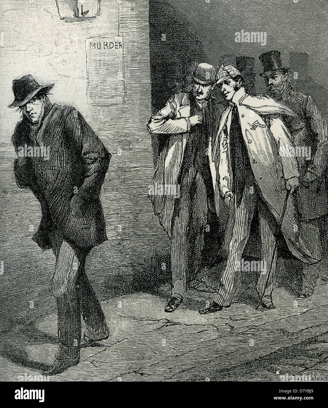 JACK THE RIPPER in The Illustrated London News 13 October 1888. Original caption' With the Vigilance Committee in East London' Stock Photo
