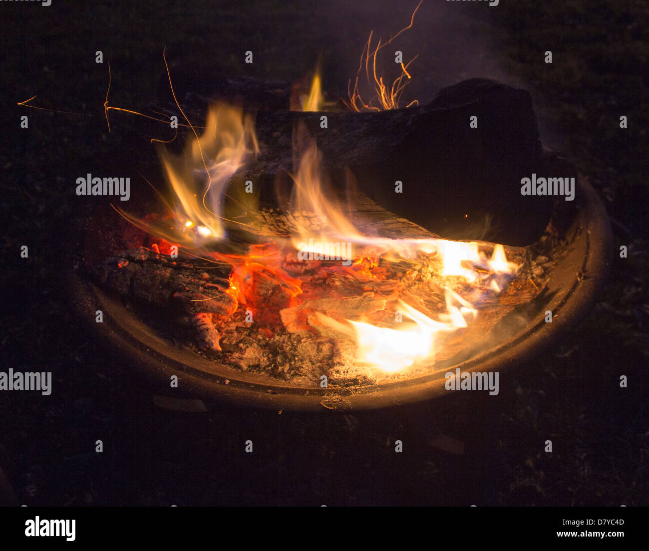 Fire pit at night Stock Photo Alamy