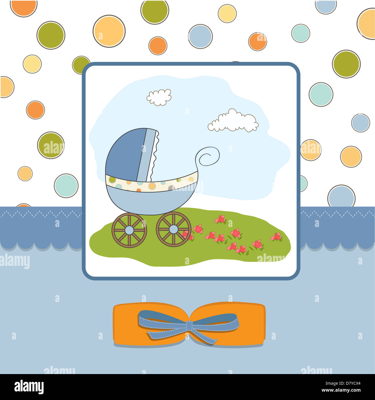 baby boy shower card with stroller Stock Photo Alamy