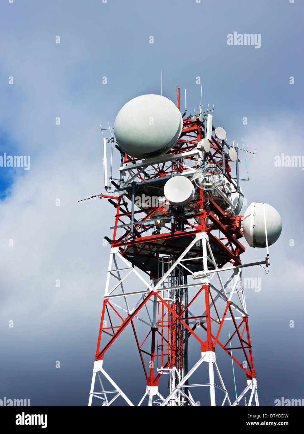 radar tower against sky Stock Photo