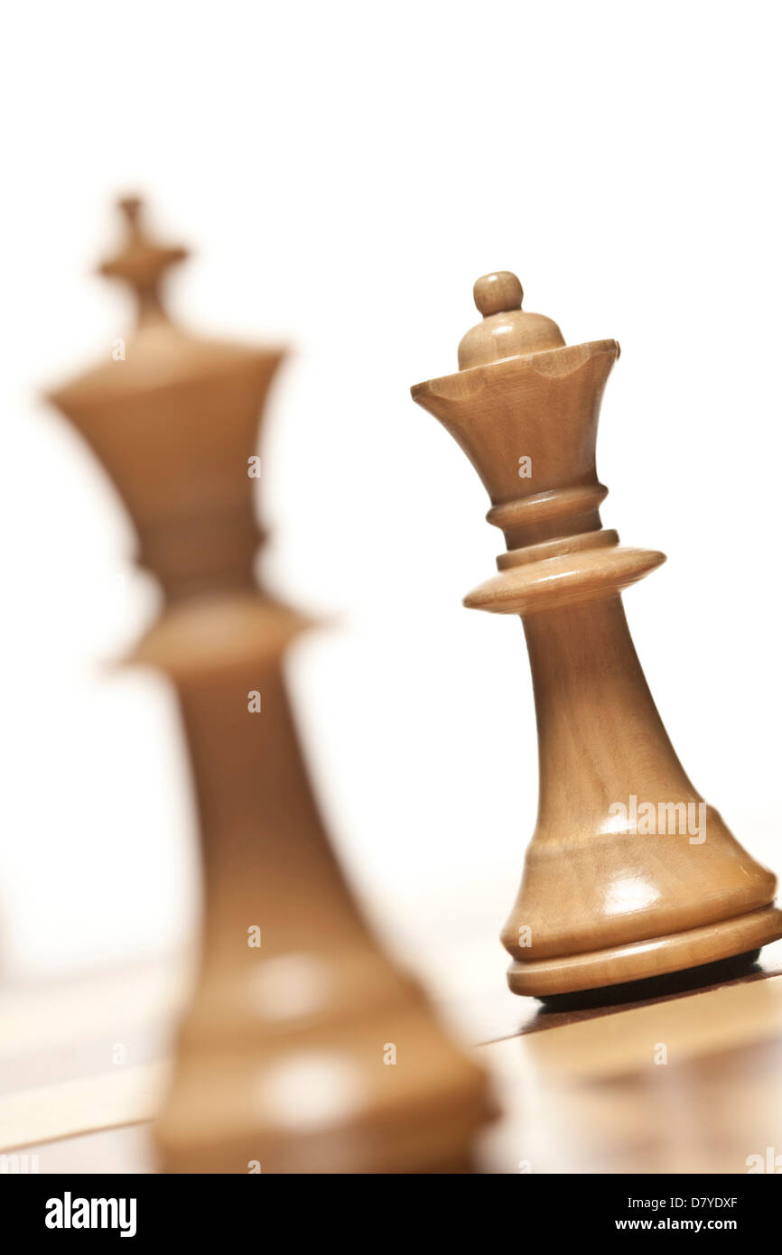 Close up of king and queen chess pieces Stock Photo