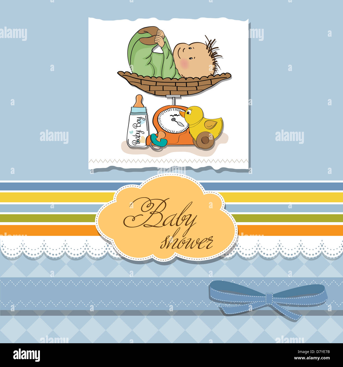 Baby Boy Weighed On The Scale, Vector Illustration Stock Photo - Alamy