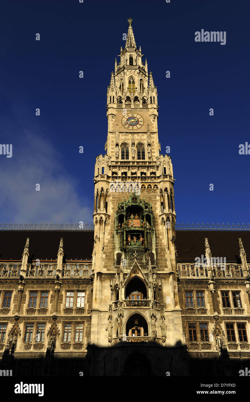 Germany. Munich. The New Town Hall, built between 1867-1908 by Georg von Hauberrisser (1841-1922) Gothic Revival style. Stock Photo