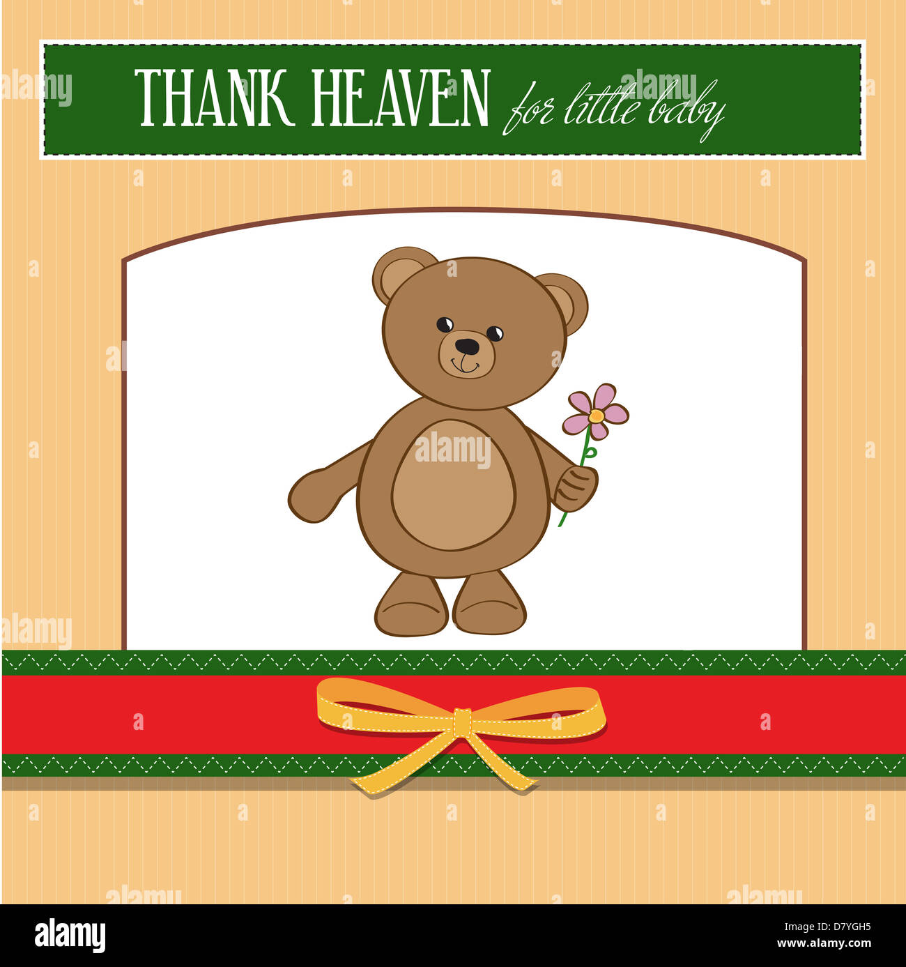 baby shower card with teddy bear toy, vector illustration Stock Photo ...