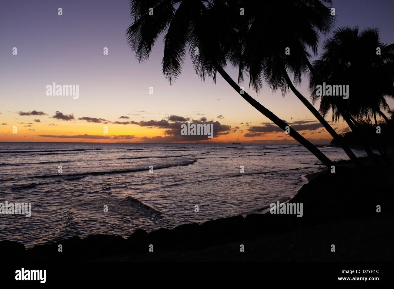 Sunset on the South Coast in Barbados Stock Photo - Alamy