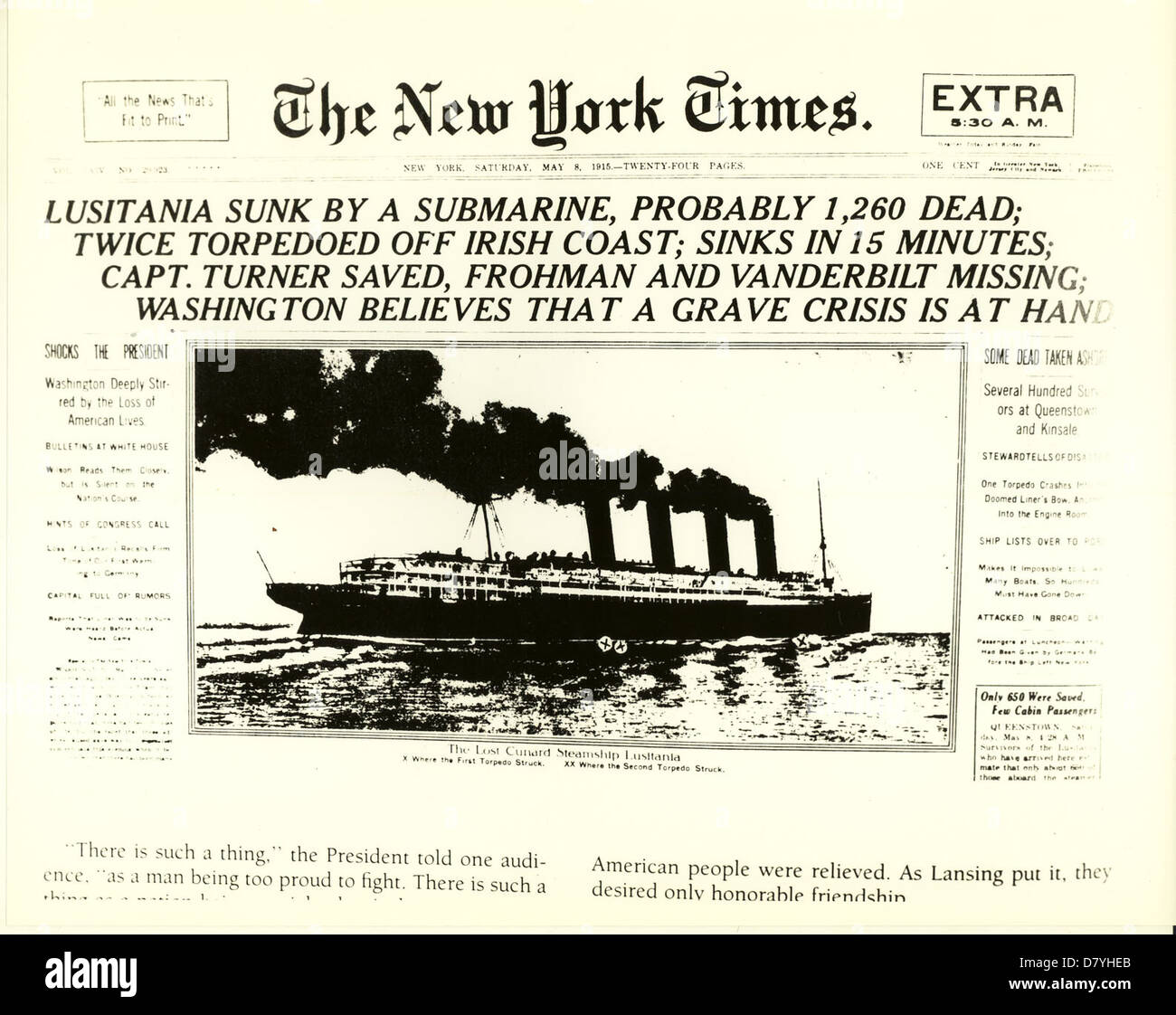 Sinking of the Lusitania Stock Photo