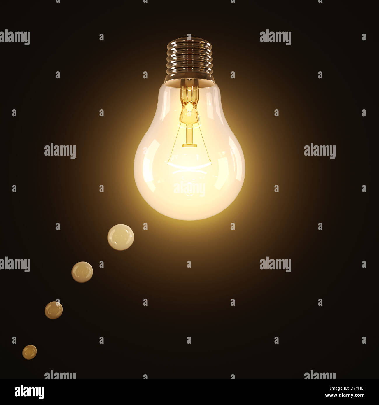 Incandescent lamp lit shaped in a think balloon. Stock Photo