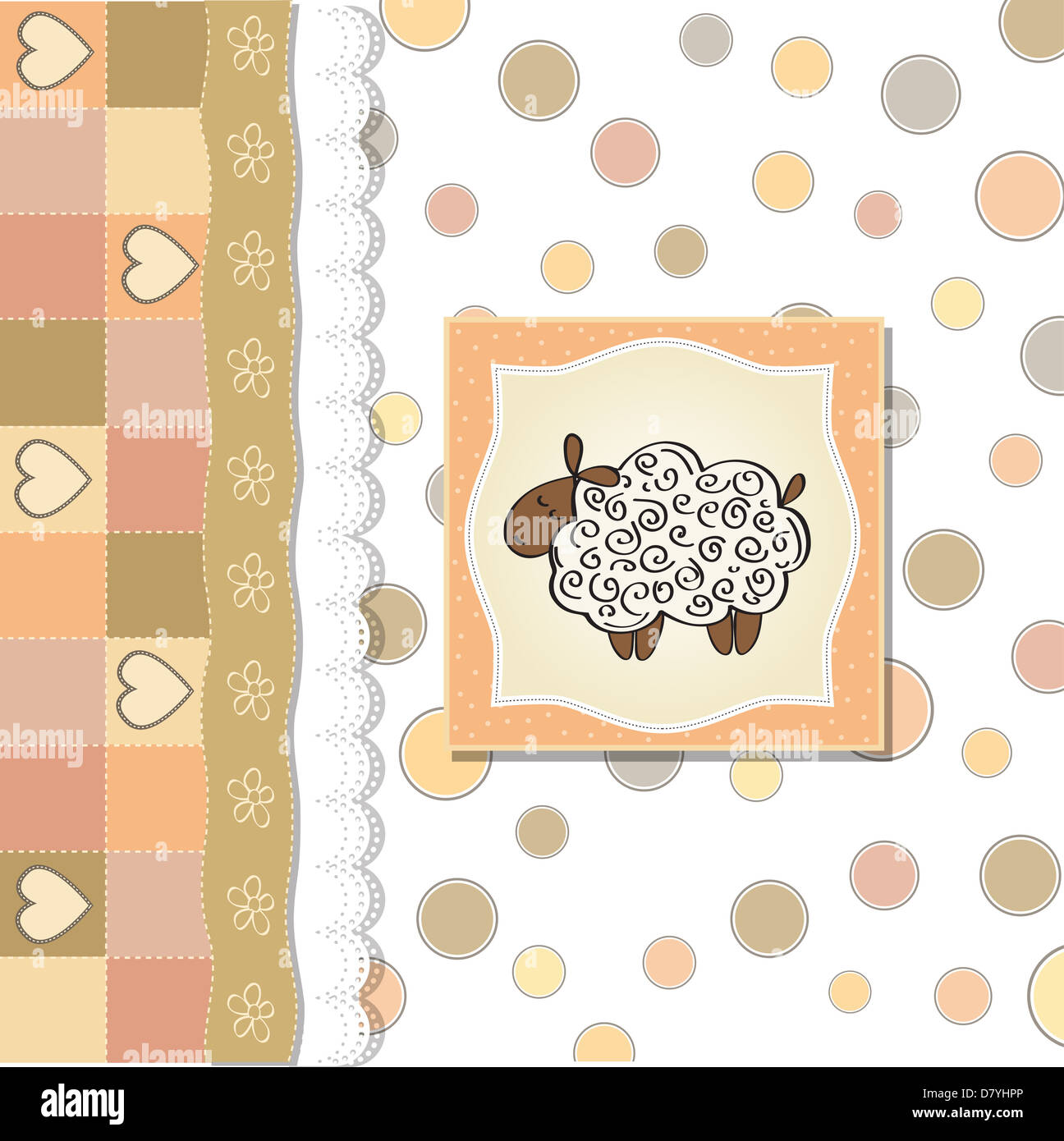 cute baby shower card with sheep, vector illustration Stock Photo Alamy